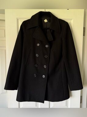 J. Crew Black Double-Breasted Wool Peacoat